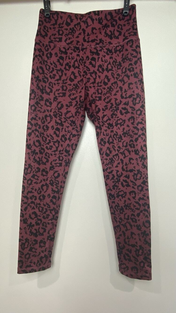 Apana Women’s Sz Large Balance Collection Burgundy Red Animal Print Leggings GUC